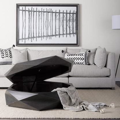 Mercana - Arreto Black Solid Wood Hexagonal Storage Coffee Table - 69541 view 12