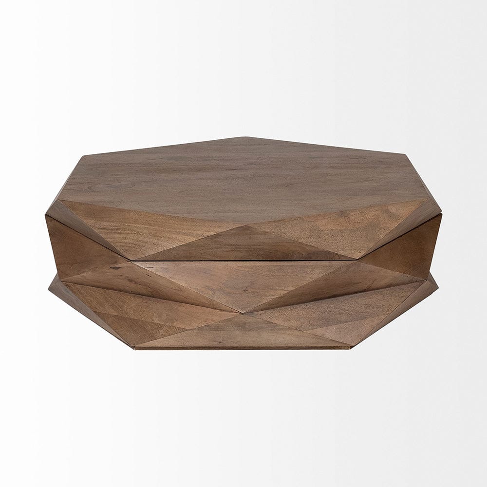 Mercana - Arreto Hexagonal Hinged Solid Wood Top and Base Coffee Table - 68229 view 4