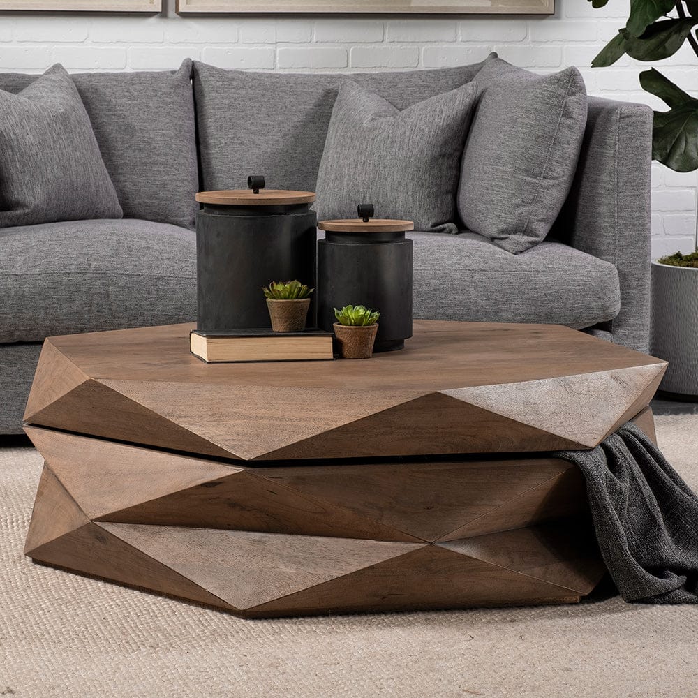 Mercana - Arreto Hexagonal Hinged Solid Wood Top and Base Coffee Table - 68229 view 9