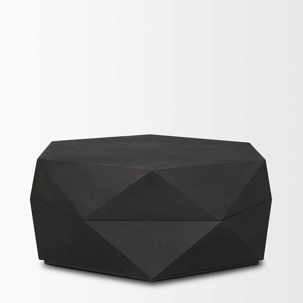 Mercana - Arreto Hexagonal Hinged Solid Wood Top and Base Coffee Table, Black - 70567 view 2