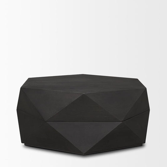Mercana - Arreto Hexagonal Hinged Solid Wood Top and Base Coffee Table, Black - 70567 view 2