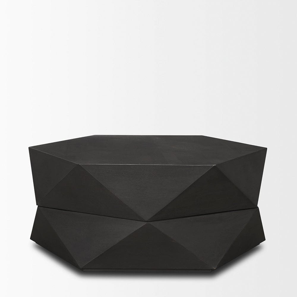 Mercana - Arreto Hexagonal Hinged Solid Wood Top and Base Coffee Table, Black - 70567 view 3
