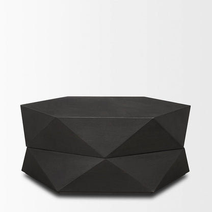 Mercana - Arreto Hexagonal Hinged Solid Wood Top and Base Coffee Table, Black - 70567 view 3