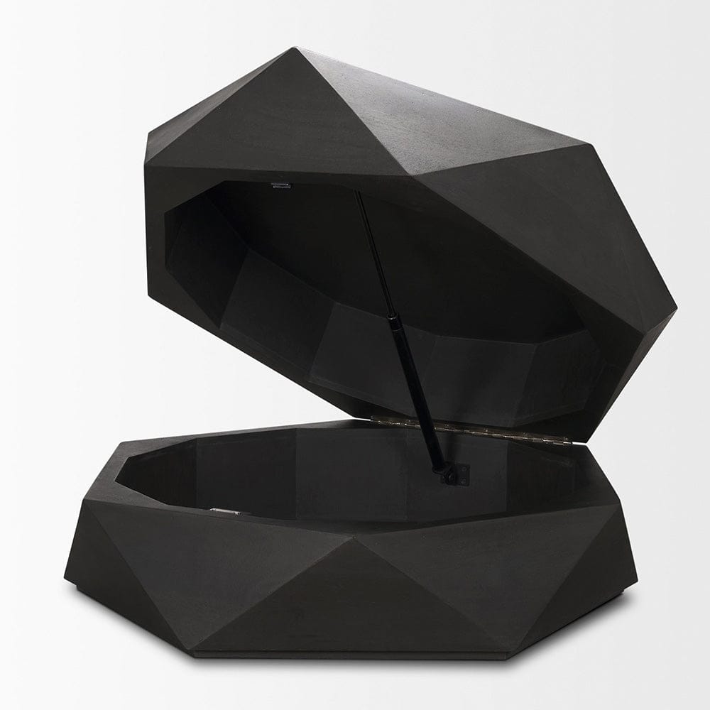 Mercana - Arreto Hexagonal Hinged Solid Wood Top and Base Coffee Table, Black - 70567 view 5