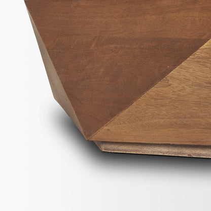 Mercana - Arreto Hexagonal Hinged Solid Wood Top and Base Coffee Table, Medium Brown - 70566 view 8