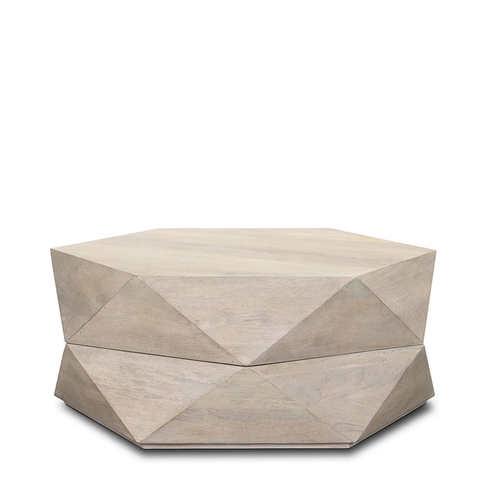 Mercana - Arreto Hexagonal Hinged Solid Wood Top and Base Coffee Table, White - 70568 view 1