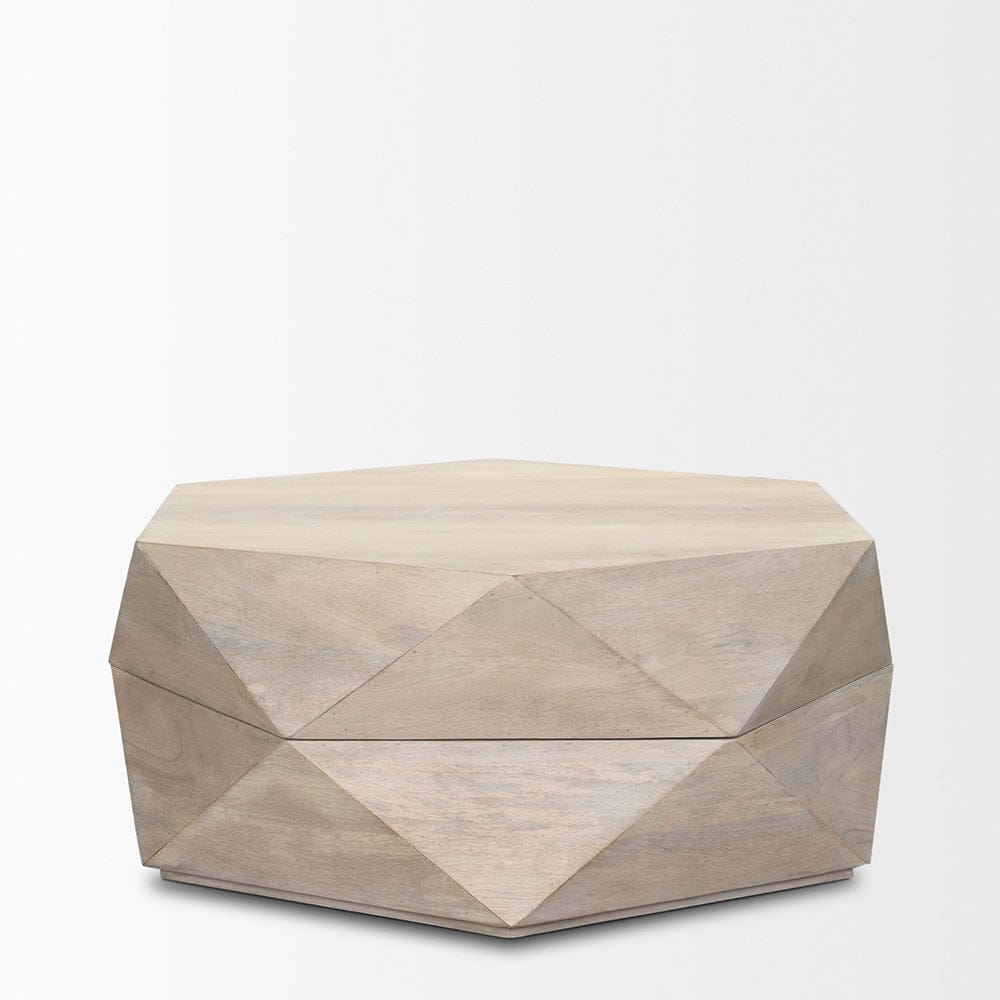 Mercana - Arreto Hexagonal Hinged Solid Wood Top and Base Coffee Table, White - 70568 view 2