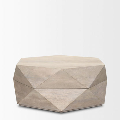 Mercana - Arreto Hexagonal Hinged Solid Wood Top and Base Coffee Table, White - 70568 view 2