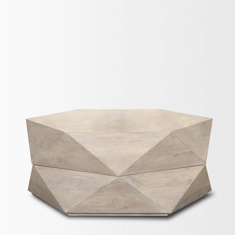 Mercana - Arreto Hexagonal Hinged Solid Wood Top and Base Coffee Table, White - 70568 view 3