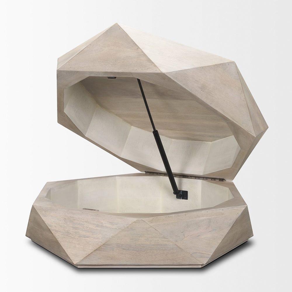 Mercana - Arreto Hexagonal Hinged Solid Wood Top and Base Coffee Table, White - 70568 view 5