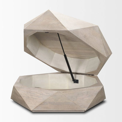 Mercana - Arreto Hexagonal Hinged Solid Wood Top and Base Coffee Table, White - 70568 view 5