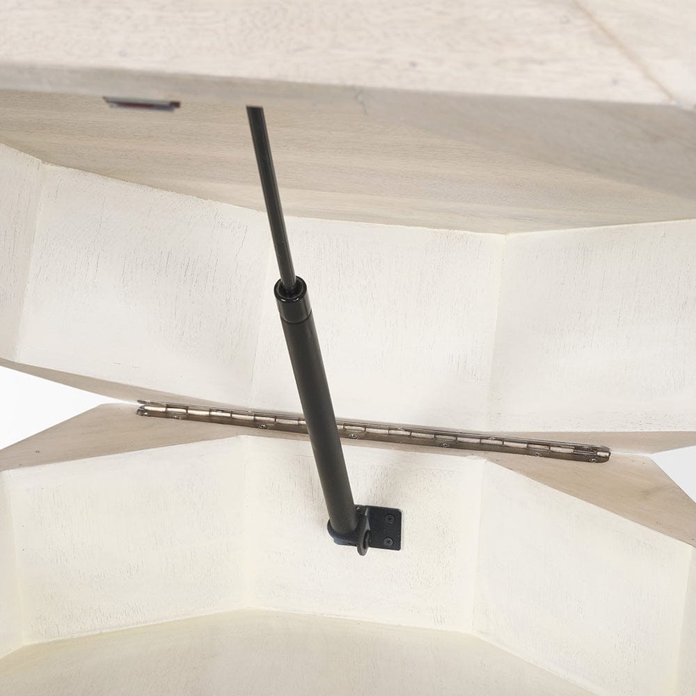 Mercana - Arreto Hexagonal Hinged Solid Wood Top and Base Coffee Table, White - 70568 view 9