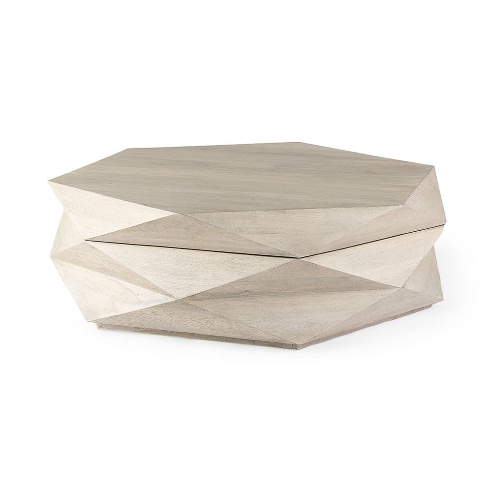 Mercana - Arreto Natural Solid Wood Hexagonal Storage Coffee Table - 69542 view 1