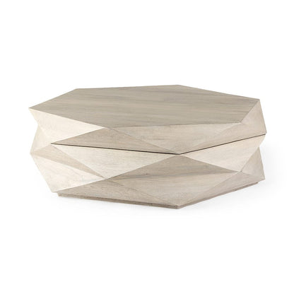 Mercana - Arreto Natural Solid Wood Hexagonal Storage Coffee Table - 69542 view 1