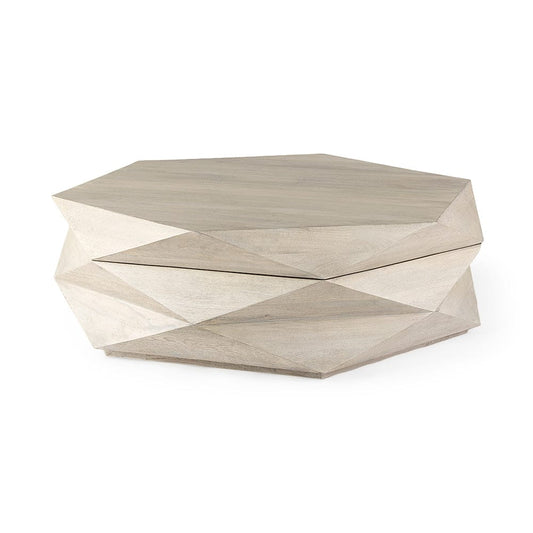 Mercana - Arreto Natural Solid Wood Hexagonal Storage Coffee Table - 69542 view 1