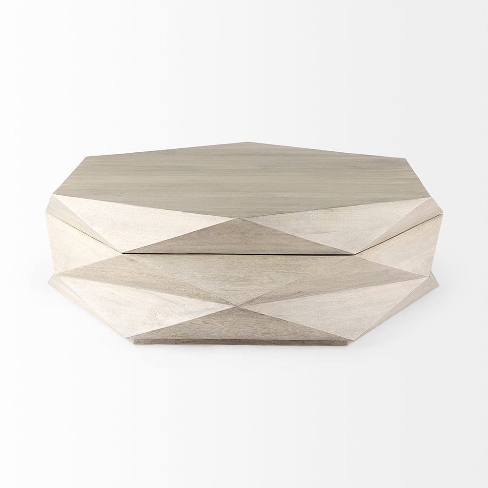 Mercana - Arreto Natural Solid Wood Hexagonal Storage Coffee Table - 69542 view 2