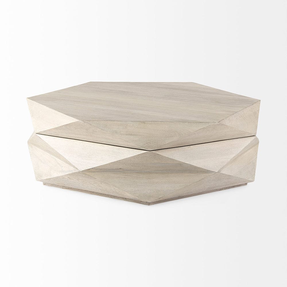 Mercana - Arreto Natural Solid Wood Hexagonal Storage Coffee Table - 69542 view 3