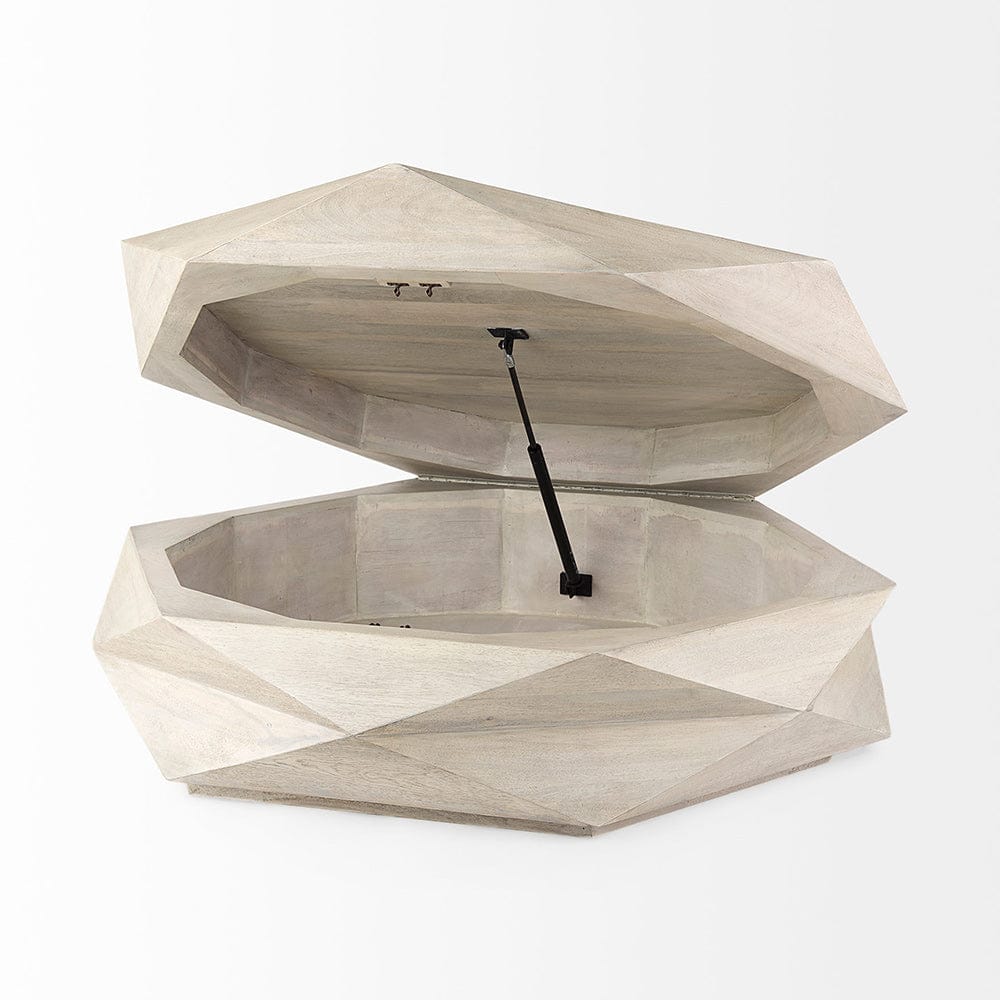 Mercana - Arreto Natural Solid Wood Hexagonal Storage Coffee Table - 69542 view 4