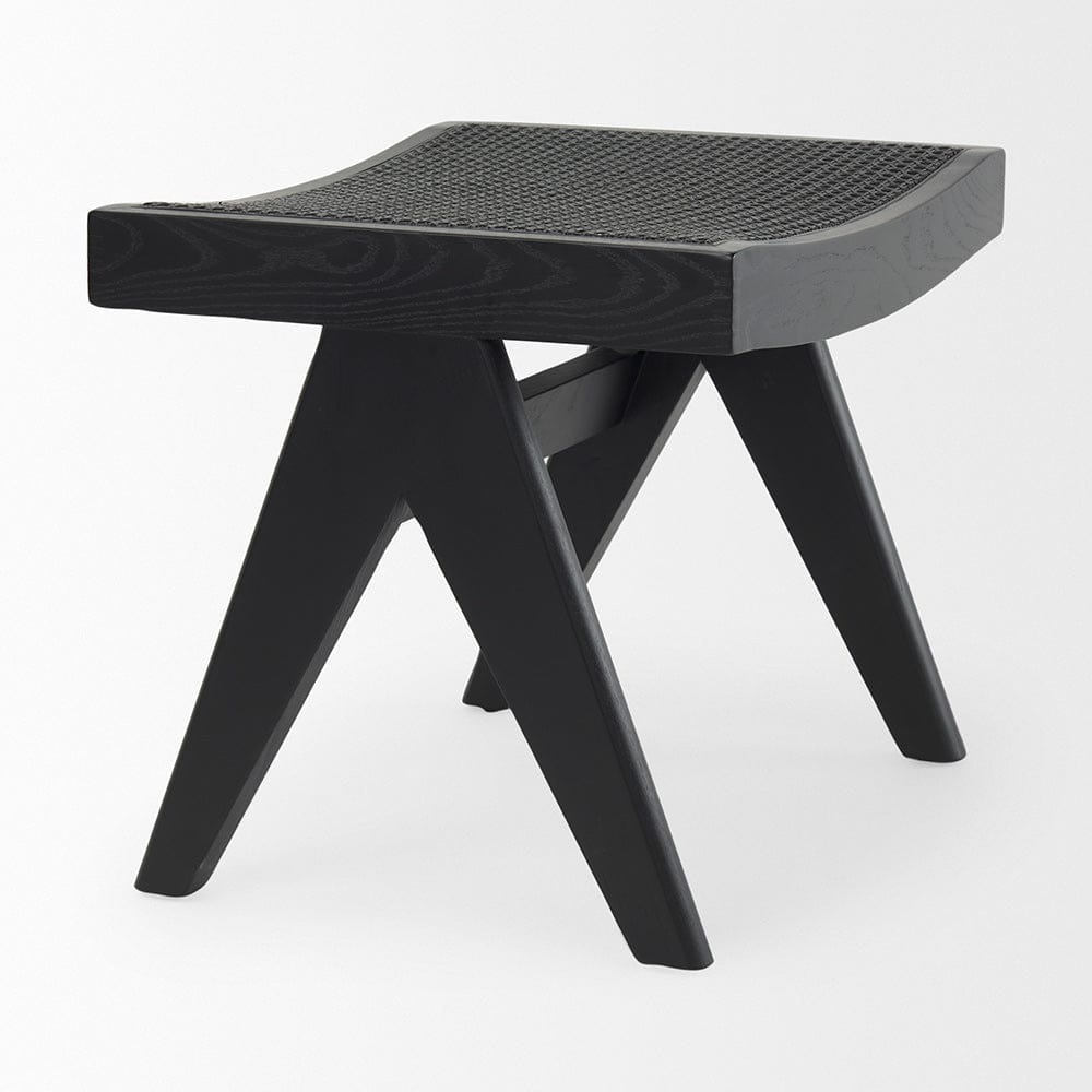 Mercana - Arvin 21.7L x 17.7W x 18.1H Black Wooden Stool - 70071 view 5