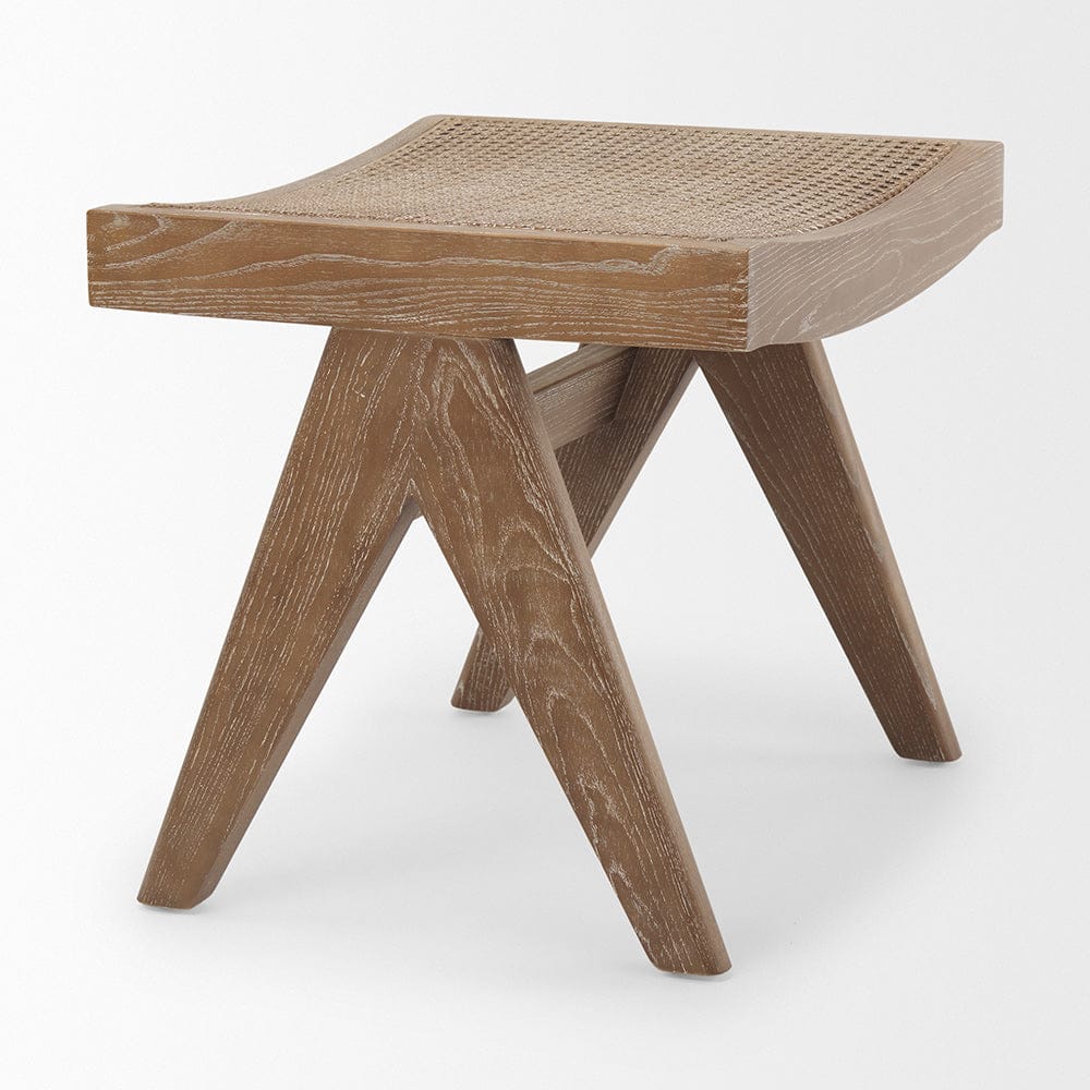 Mercana - Arvin 21.7L x 17.7W x 18.1H Medium Brown Wooden Stool - 70072 view 5