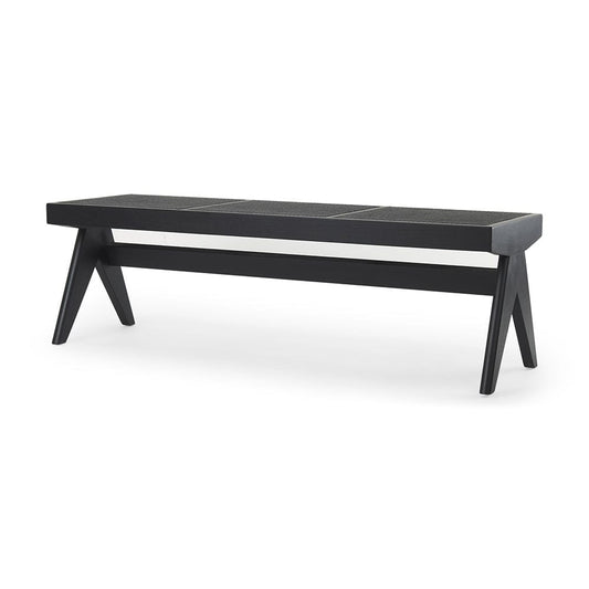 Mercana - Arvin 59.1L x 17.7W x 18.1H Black Wooden Bench - 70069_CLOSEOUT view 1