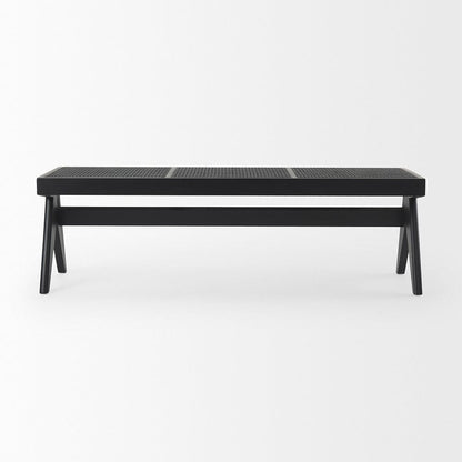 Mercana - Arvin 59.1L x 17.7W x 18.1H Black Wooden Bench - 70069_CLOSEOUT view 2