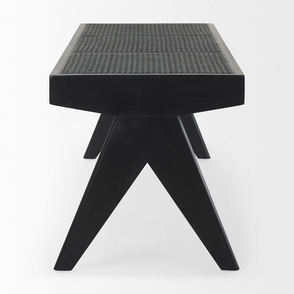 Mercana - Arvin 59.1L x 17.7W x 18.1H Black Wooden Bench - 70069_CLOSEOUT view 3