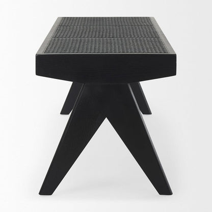 Mercana - Arvin 59.1L x 17.7W x 18.1H Black Wooden Bench - 70069_CLOSEOUT view 3