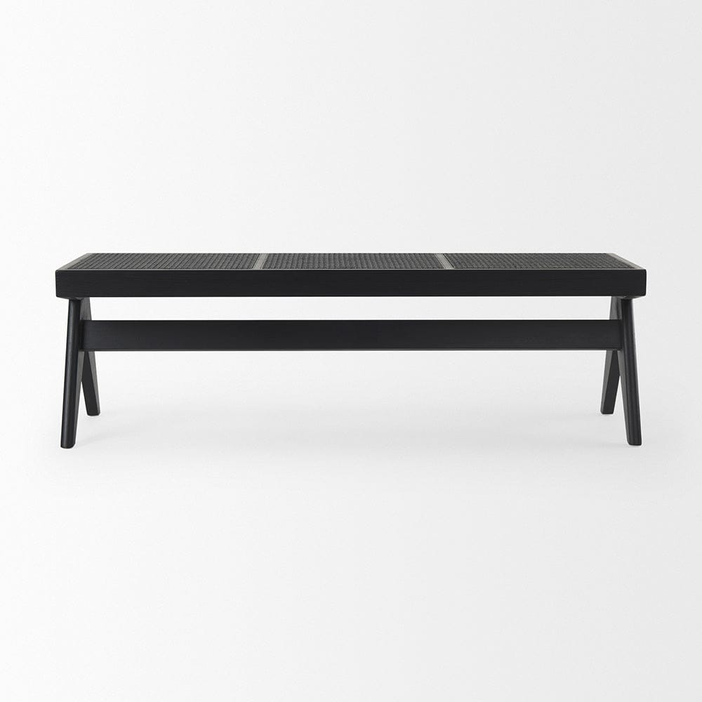 Mercana - Arvin 59.1L x 17.7W x 18.1H Black Wooden Bench - 70069_CLOSEOUT view 4