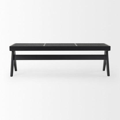 Mercana - Arvin 59.1L x 17.7W x 18.1H Black Wooden Bench - 70069_CLOSEOUT view 4