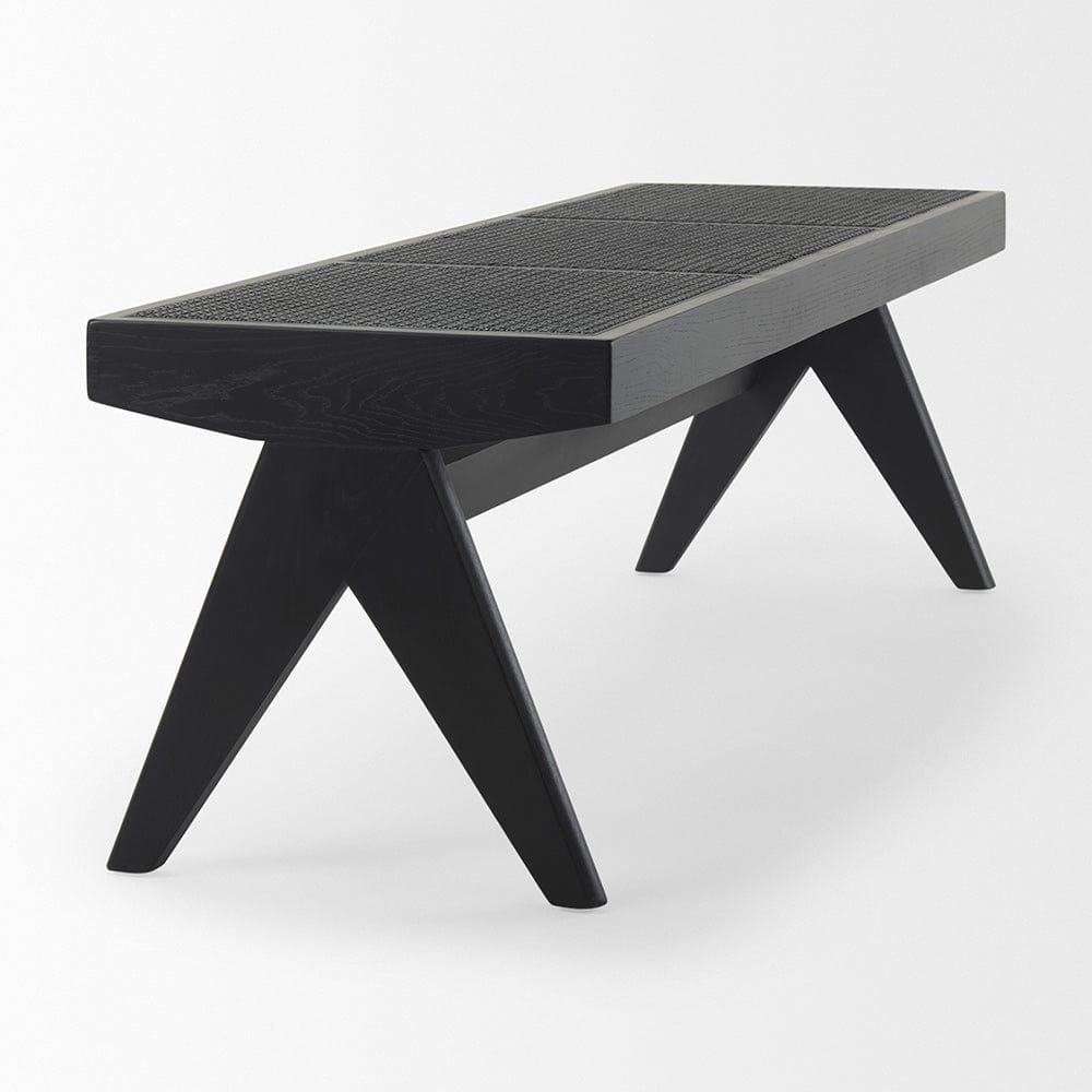 Mercana - Arvin 59.1L x 17.7W x 18.1H Black Wooden Bench - 70069_CLOSEOUT view 5
