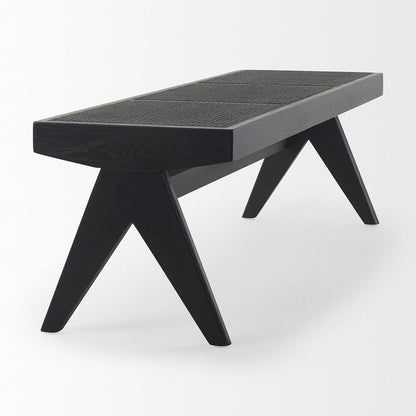 Mercana - Arvin 59.1L x 17.7W x 18.1H Black Wooden Bench - 70069_CLOSEOUT view 5