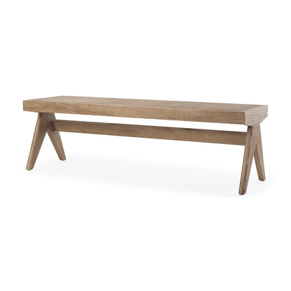 Mercana - Arvin 59.1L x 17.7W x 18.1H Brown Wooden Bench - 70070_CLOSEOUT view 1