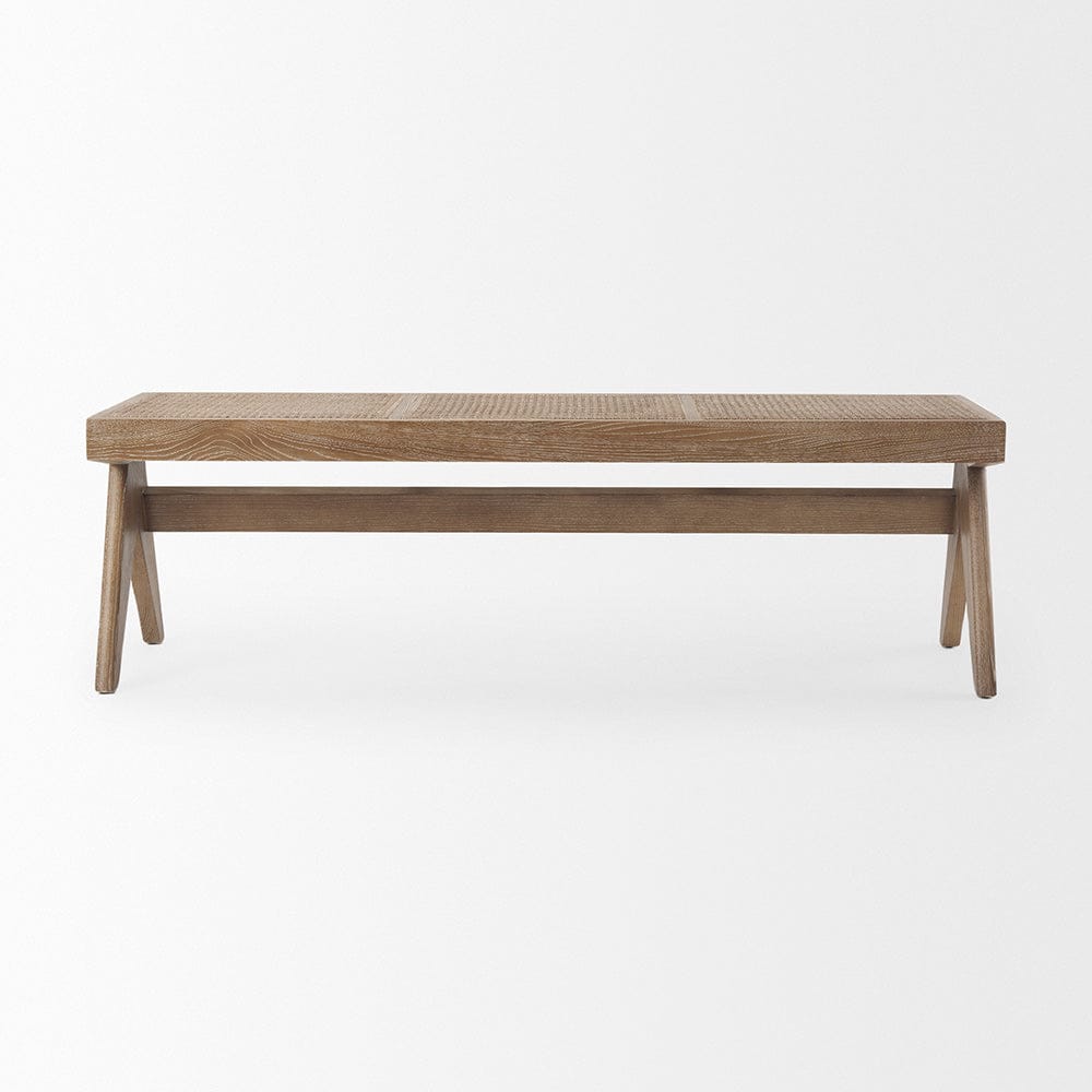 Mercana - Arvin 59.1L x 17.7W x 18.1H Brown Wooden Bench - 70070_CLOSEOUT view 2
