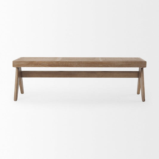 Mercana - Arvin 59.1L x 17.7W x 18.1H Brown Wooden Bench - 70070_CLOSEOUT view 2
