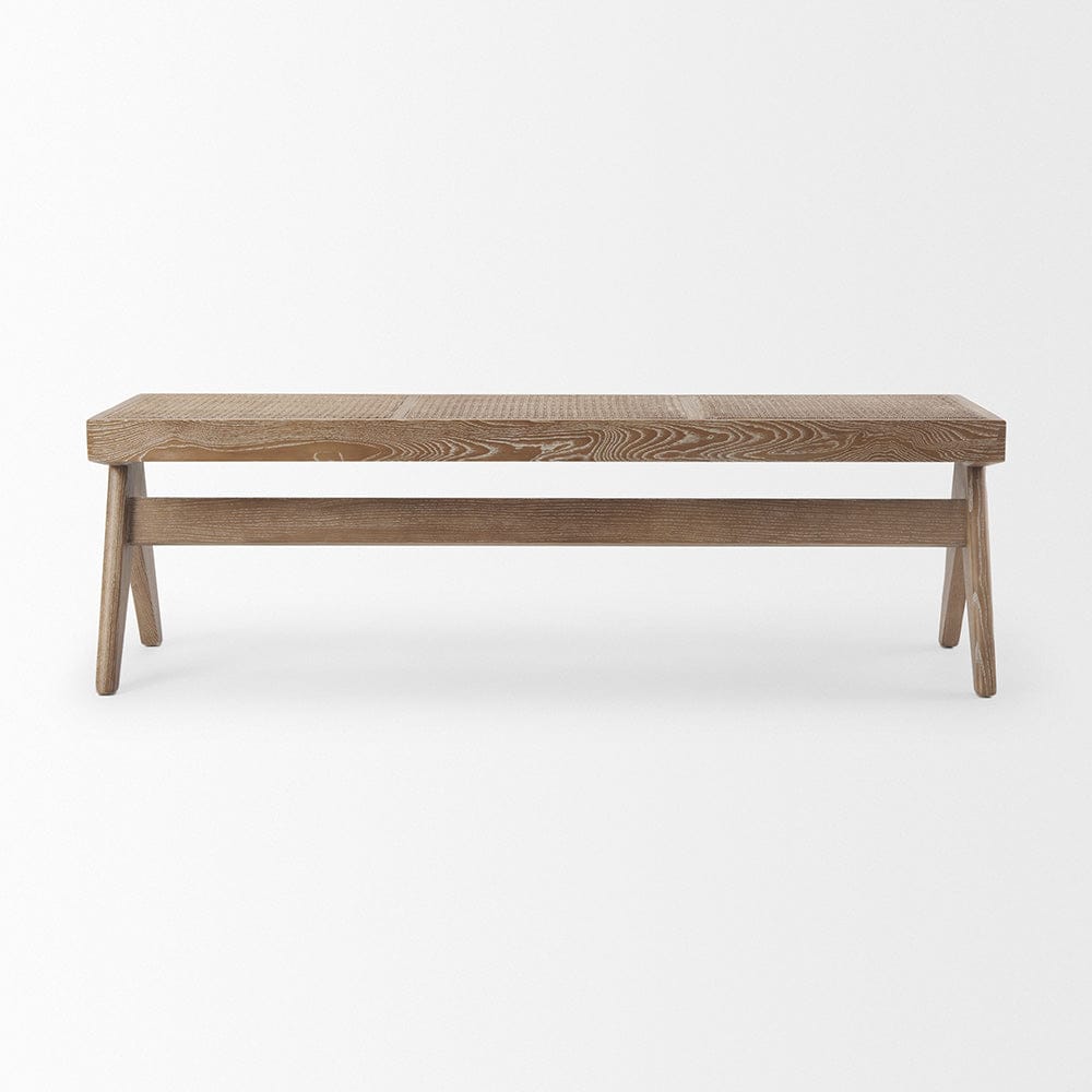 Mercana - Arvin 59.1L x 17.7W x 18.1H Brown Wooden Bench - 70070_CLOSEOUT view 4