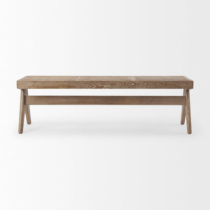 Mercana - Arvin 59.1L x 17.7W x 18.1H Brown Wooden Bench - 70070_CLOSEOUT view 4