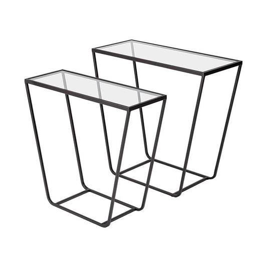 Mercana - Arya 24L x 10W Black Rectangular Glass Top Iron Frame Accent Table (Set of 2) - 68941 view 1