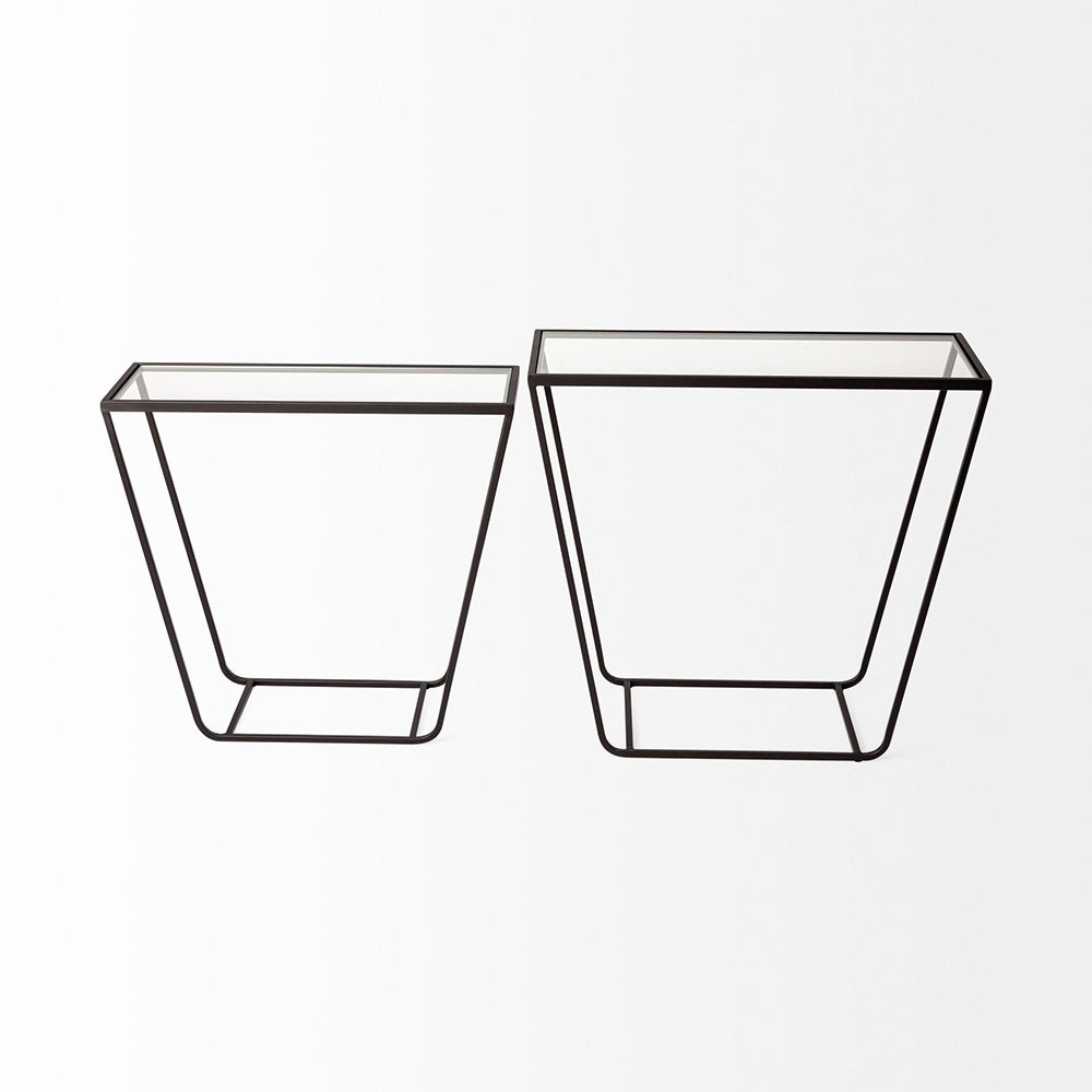 Mercana - Arya 24L x 10W Black Rectangular Glass Top Iron Frame Accent Table (Set of 2) - 68941 view 3
