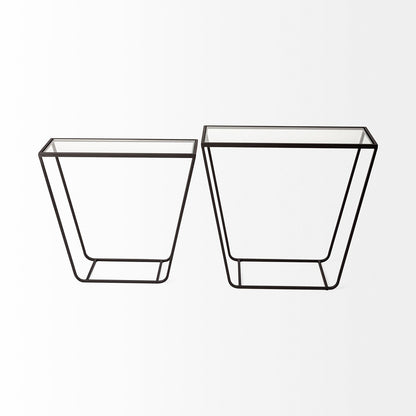 Mercana - Arya 24L x 10W Black Rectangular Glass Top Iron Frame Accent Table (Set of 2) - 68941 view 3