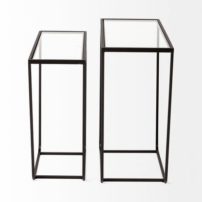 Mercana - Arya 24L x 10W Black Rectangular Glass Top Iron Frame Accent Table (Set of 2) - 68941 view 5