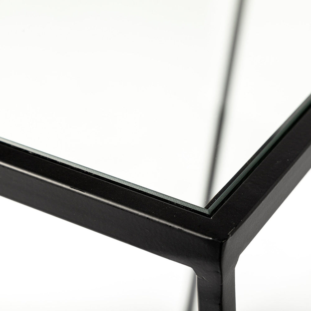 Mercana - Arya 24L x 10W Black Rectangular Glass Top Iron Frame Accent Table (Set of 2) - 68941 view 7