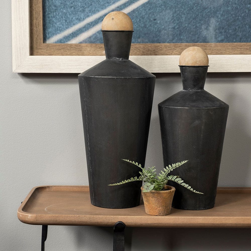 Mercana - Asher Set of Two Black Metal Urns - 68983 view 5