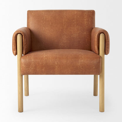 Mercana - Ashton Brown Faux Leather w/ Light Wood Accent Chair - 69820 view 2