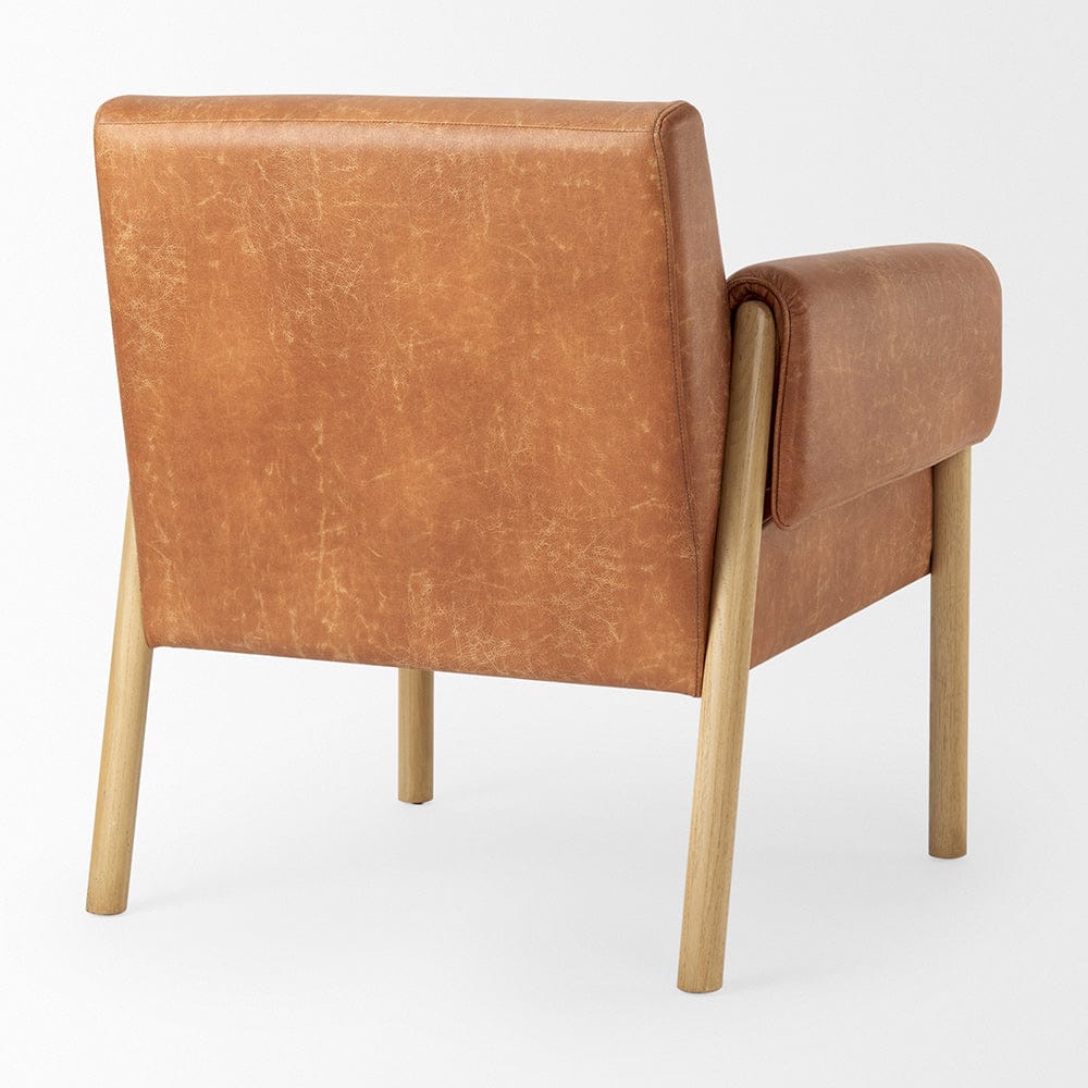 Mercana - Ashton Brown Faux Leather w/ Light Wood Accent Chair - 69820 view 5
