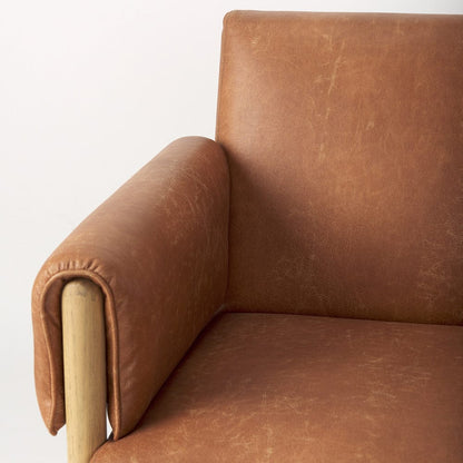Mercana - Ashton Brown Faux Leather w/ Light Wood Accent Chair - 69820 view 8