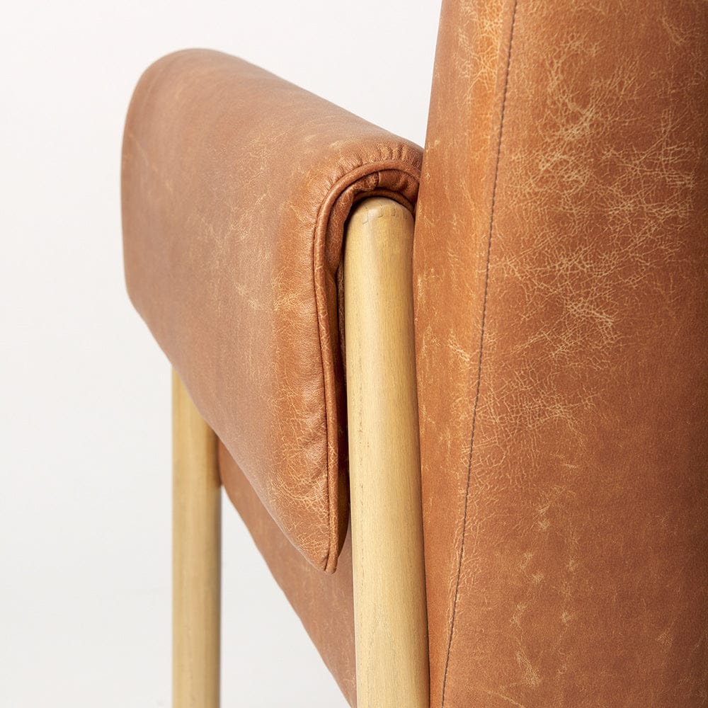Mercana - Ashton Brown Faux Leather w/ Light Wood Accent Chair - 69820 view 9