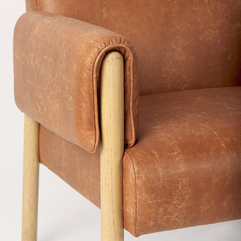 Mercana - Ashton Brown Faux Leather w/ Light Wood Accent Chair - 69820 view 10