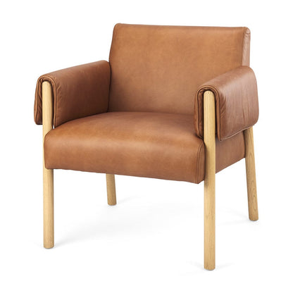 Mercana - Ashton Brown Leather w/ Light Wood Accent Chair - 69817 view 1