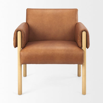 Mercana - Ashton Brown Leather w/ Light Wood Accent Chair - 69817 view 2